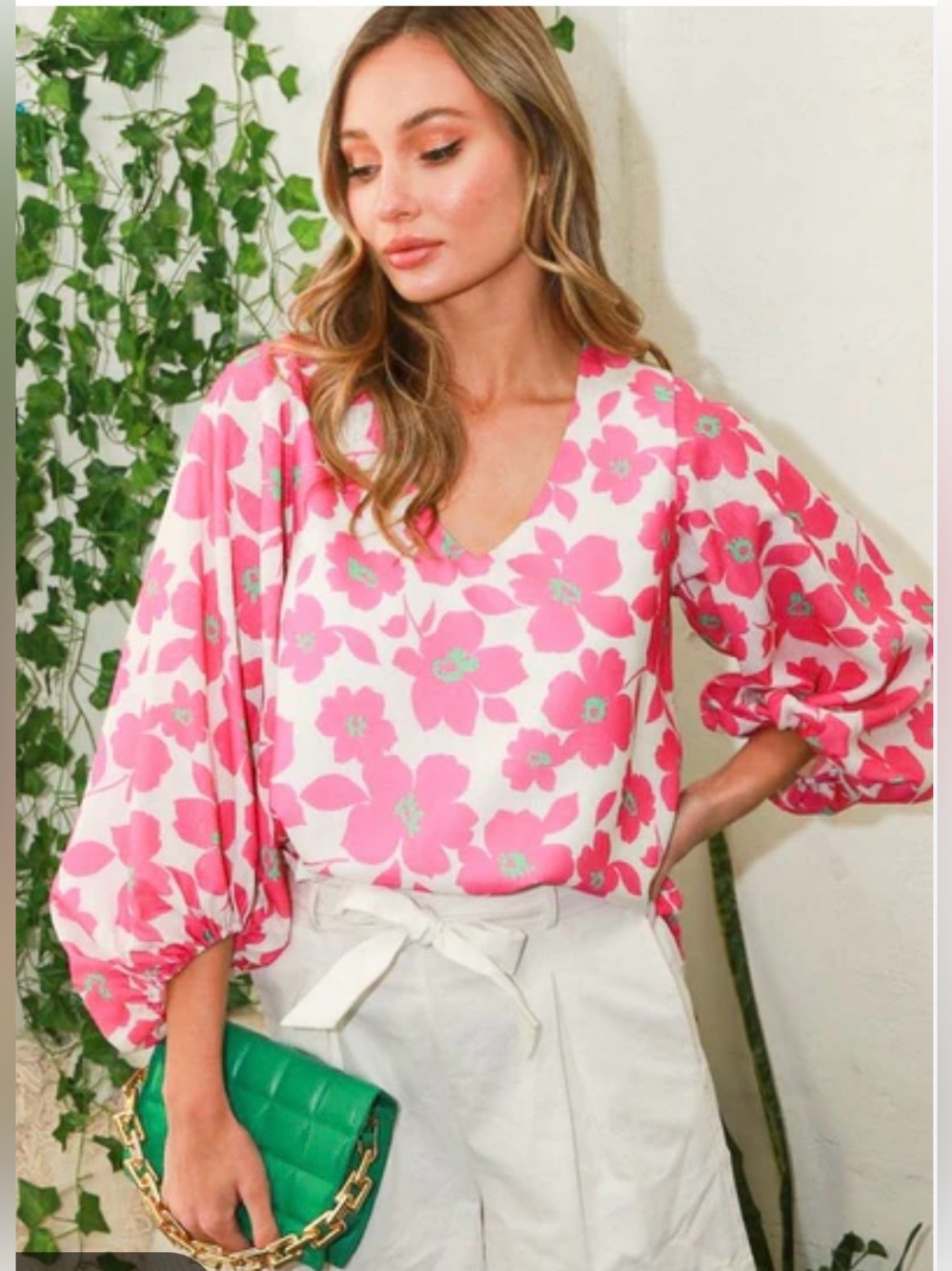 Vine & Love PUFF SLEEVE FLORAL PRINT TOP